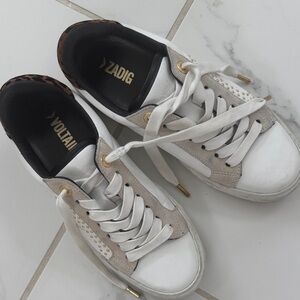 Zadig & Voltaire White and Brown Sneakers